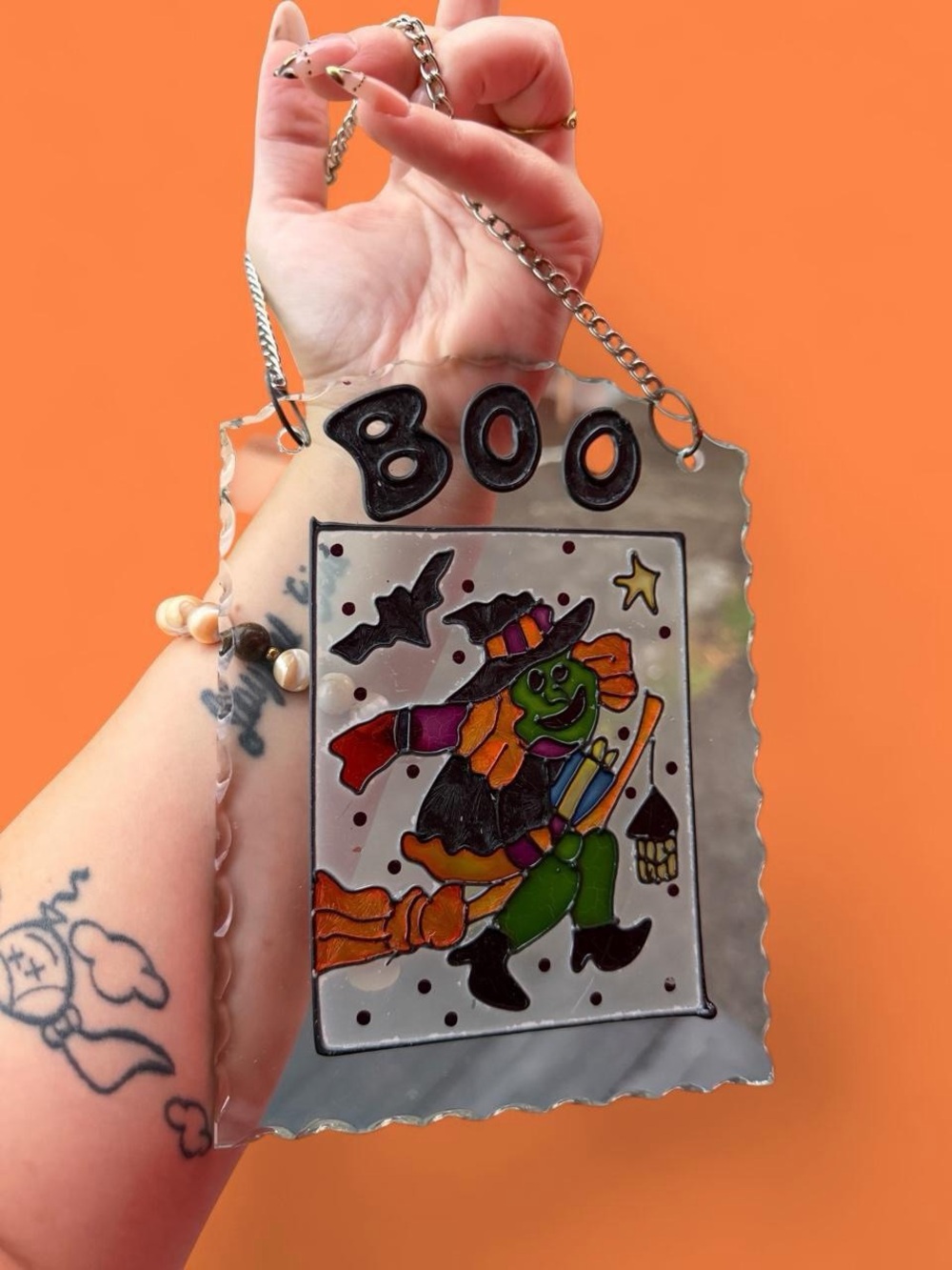 Vintage 90s Halloween Stained glass suncatcher